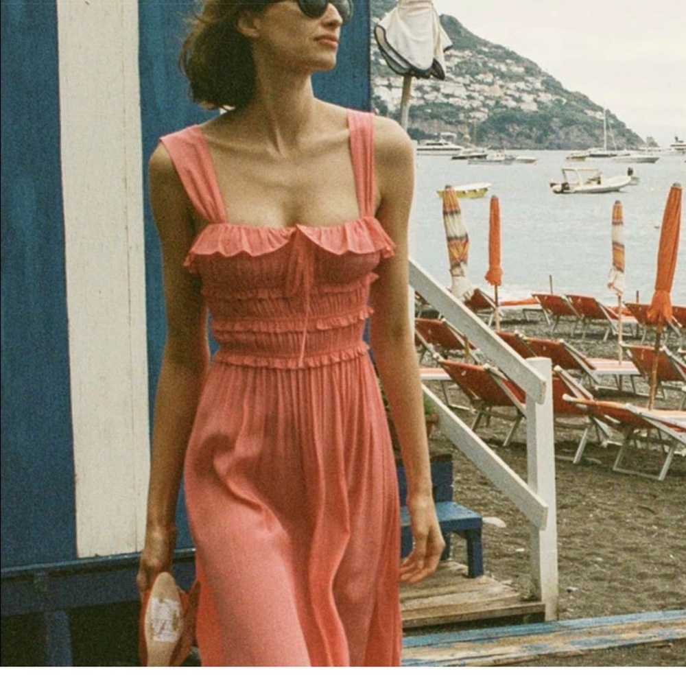 Doen Coral Pink Ruffled Sundress